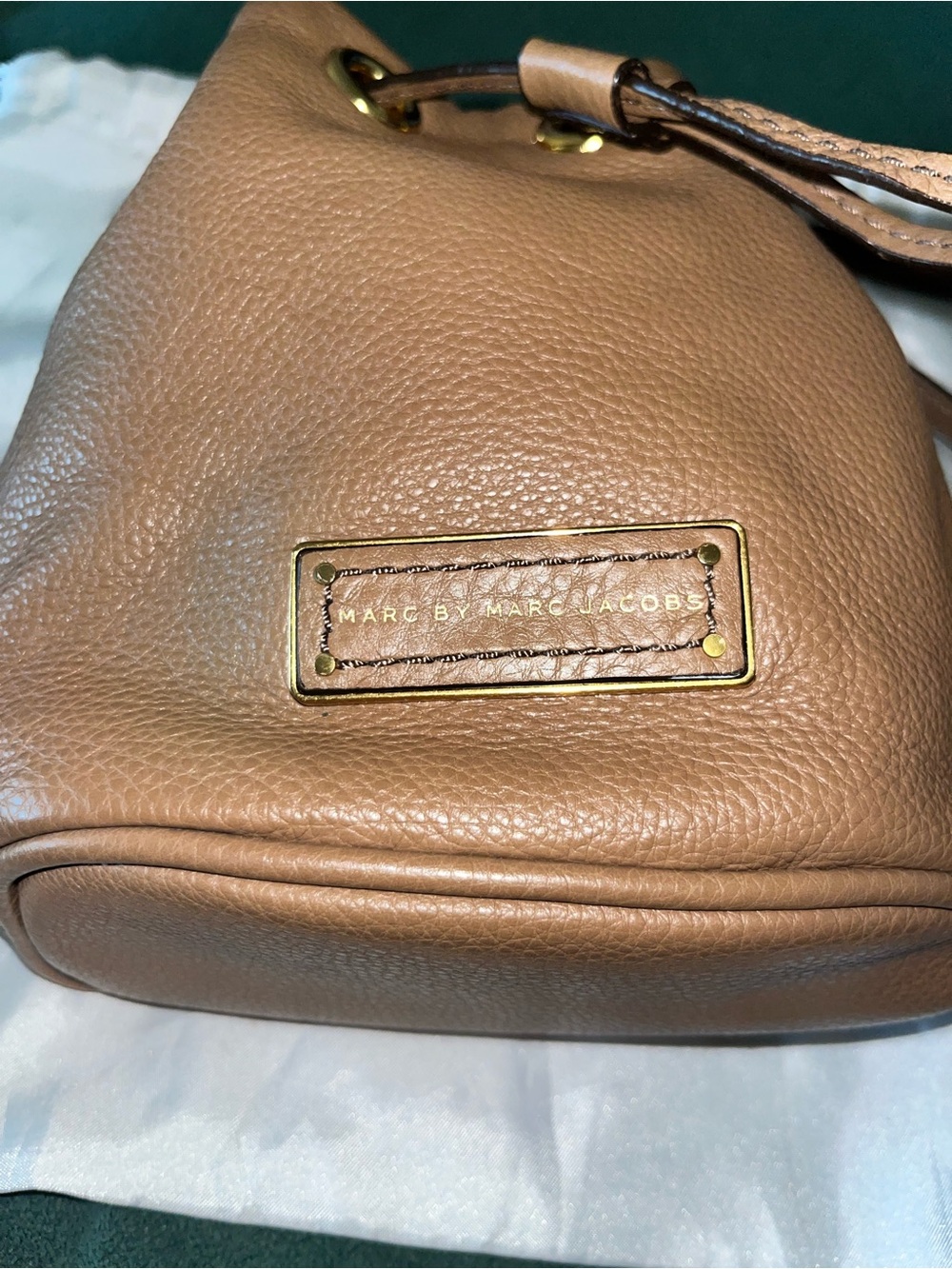 Marc by Marc Jacobs Camel/Tan Pebbled Leather Shoulder Bag with Gold Hardware